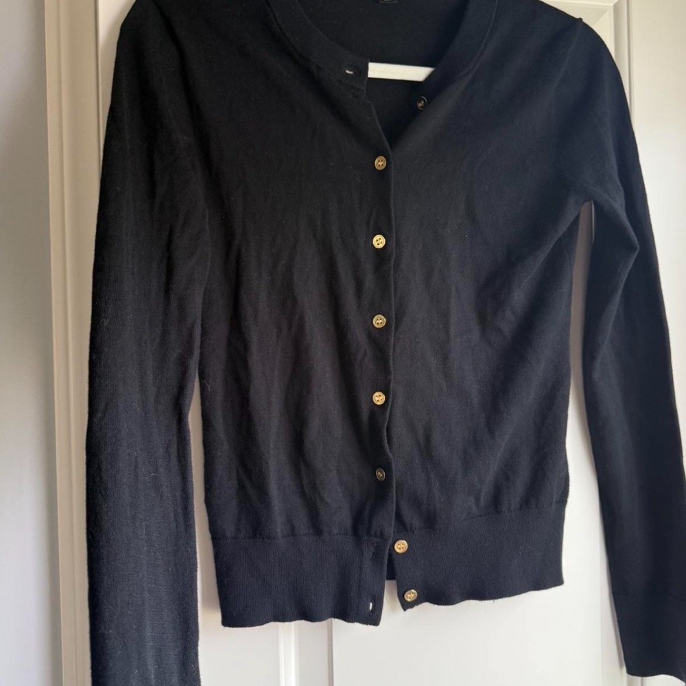 J. Crew Black Cardigan with Gold Buttons